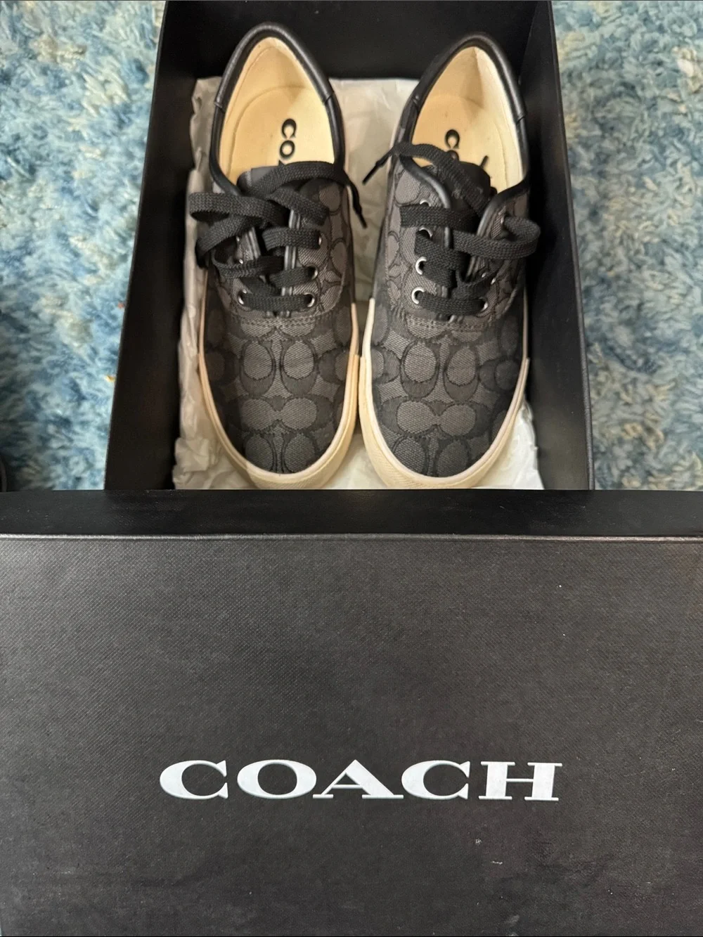 Coach Women's Charcoal Signature Canvas Low-Top Sneakers - Picture 1 of 2